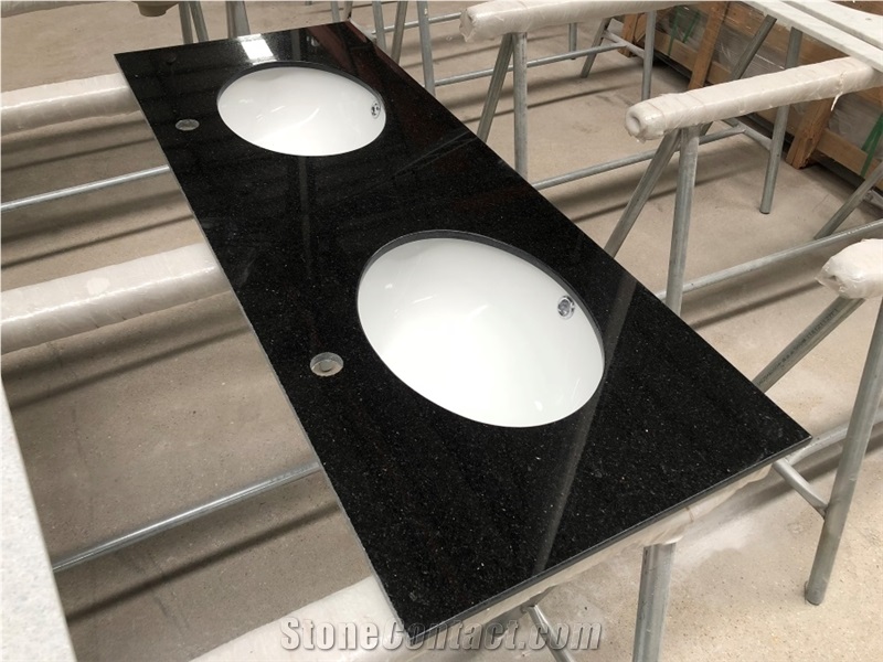 Stone Polished Dark Granite Bathroom Countertop