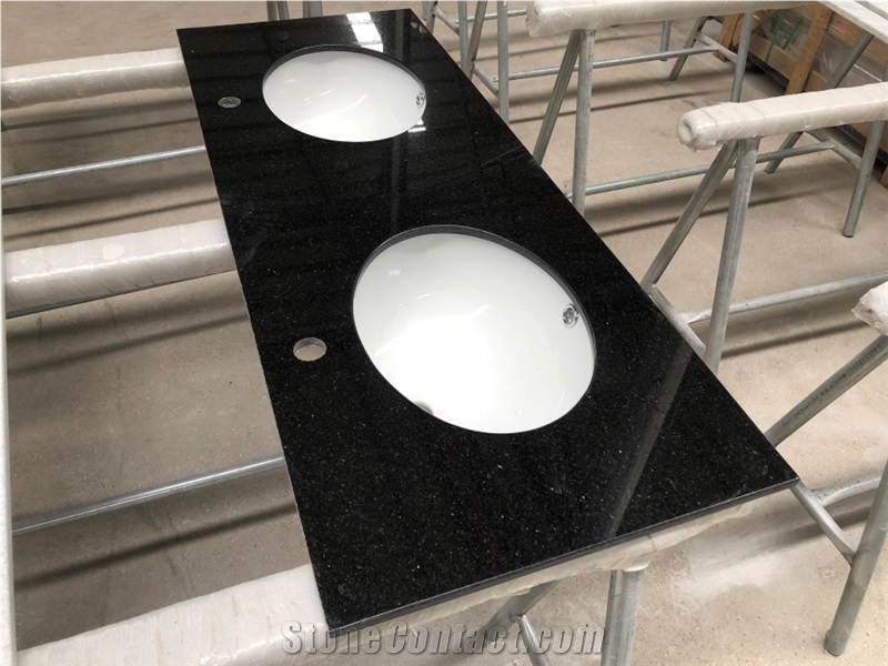 Stone Polished Dark Granite Bathroom Countertop