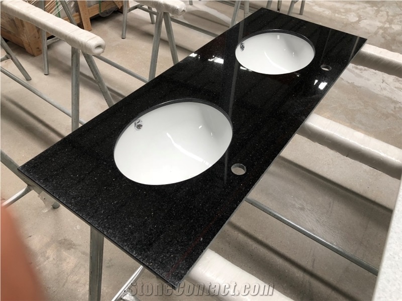 Stone Polished Dark Granite Bathroom Countertop