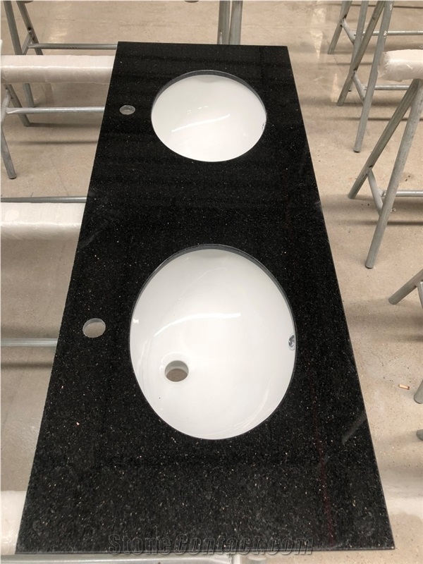 Stone Polished Dark Granite Bathroom Countertop