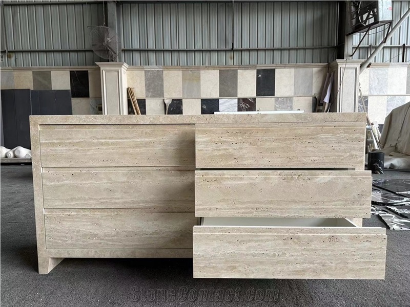 Travertine Console Table With 6 Drawers Dress