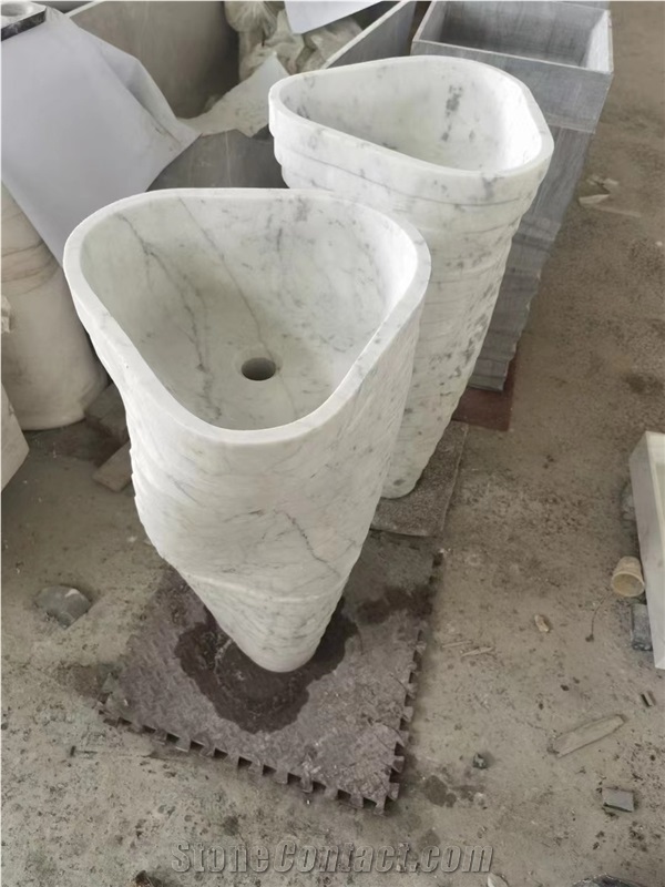 Vortice Carrara Marble Freestanding Wash Basin