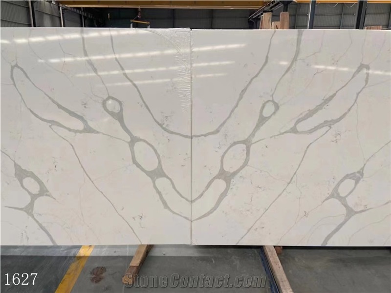 White Quartz Slabs Artificial Engineer Stone Floor Tiles