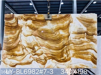 Arbo Dune Gold Marble Slabs Yellow Teak Wood Stone Tile