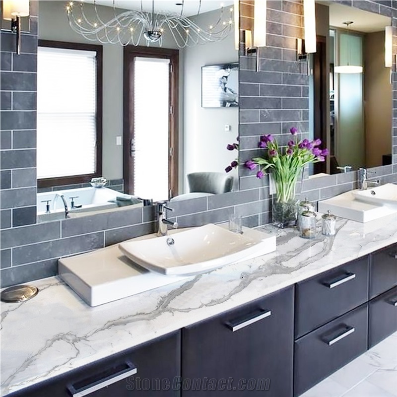 Goldtop 5006 White Quartz Basin Topmounted Sink Vanity Tops