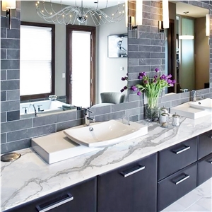Goldtop 5006 White Quartz Basin Topmounted Sink Vanity Tops