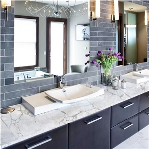 Goldtop 6016 White Quartz Basin Topmounted Sink Vanity Tops