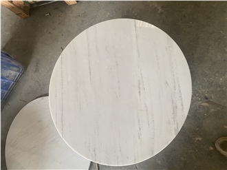 18Mm Bullnose Edge Sivec White Marble Round Table Tops