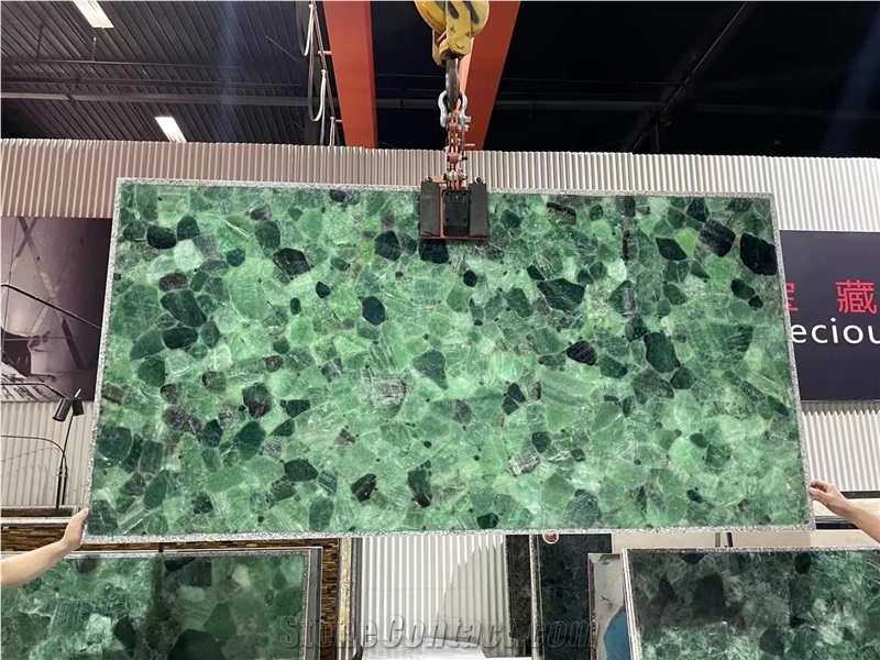 Green Quartz Semiprecious Stone Gemstone Slabs