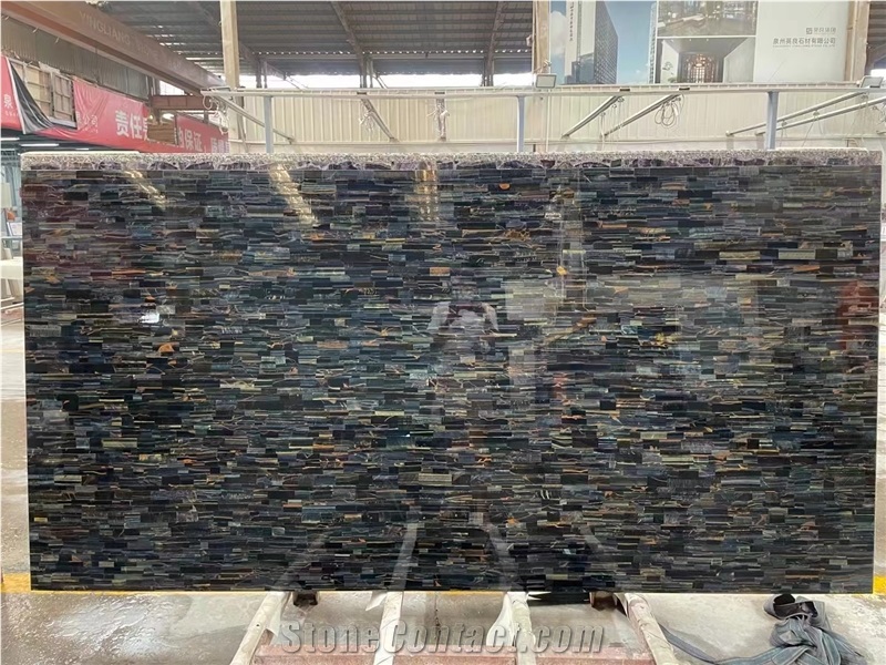 Tiger Eye Blue Semiprecious Stone Panels