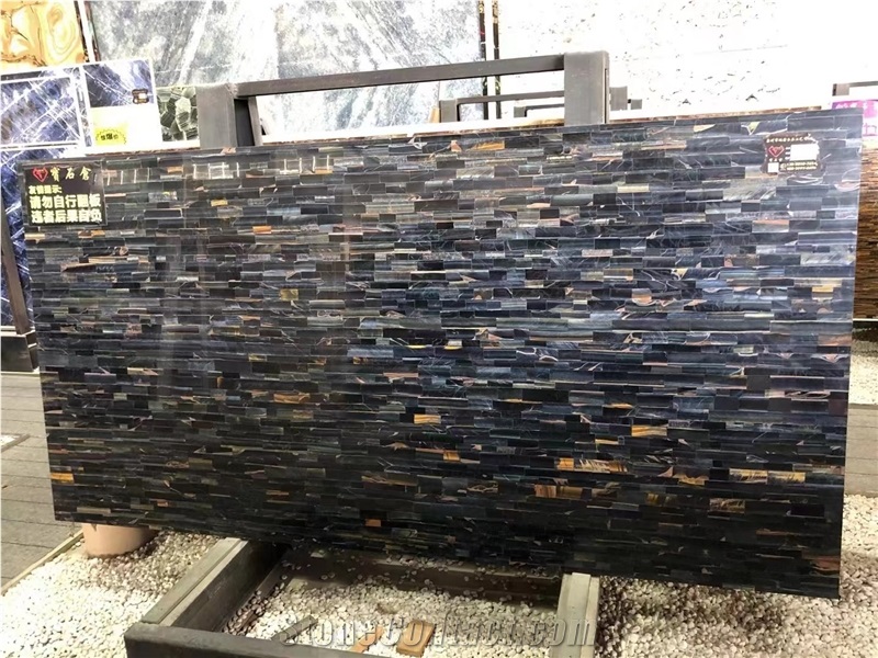 Tiger Eye Blue Semiprecious Stone Panels