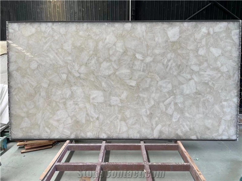White Quartz Natural Gemstone Semiprecious Stone Slabs