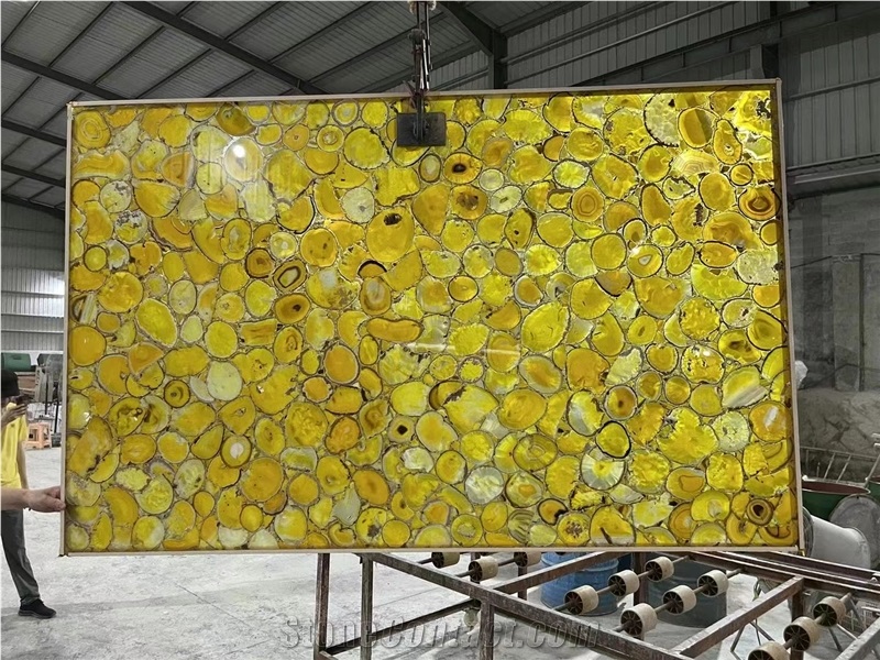 Yellow Agate Natural Semiprecious Stone Slabs