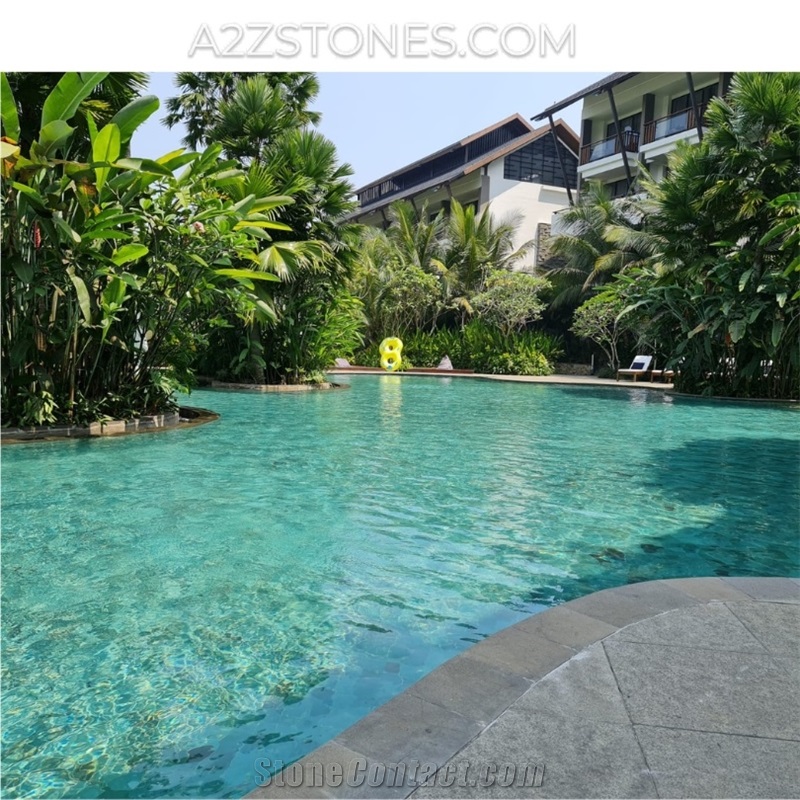 Green Sukabumi Quartzite Pool Tiles   Pool Parapets