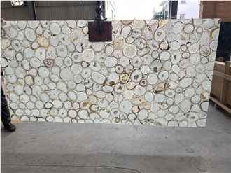 Backlit Translucent  Stone Panel White Agate Gemstone Slabs