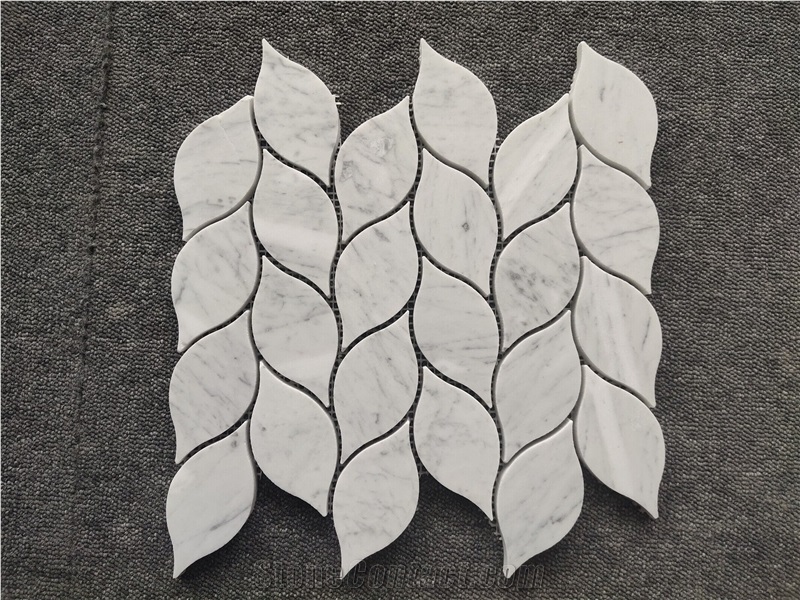Carrara White Marble Leaf Mosaic Tiles