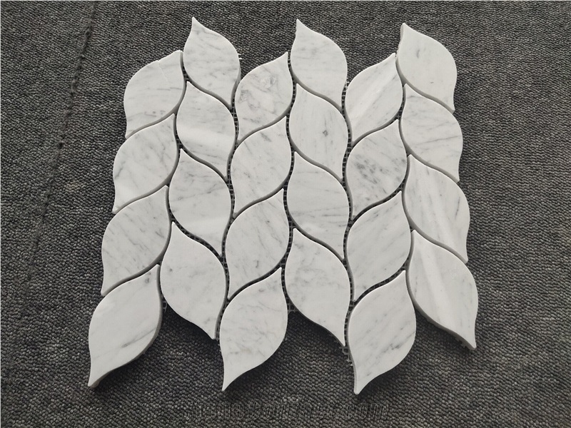 Carrara White Marble Leaf Mosaic Tiles