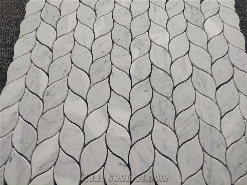 Carrara White Marble Leaf Mosaic Tiles