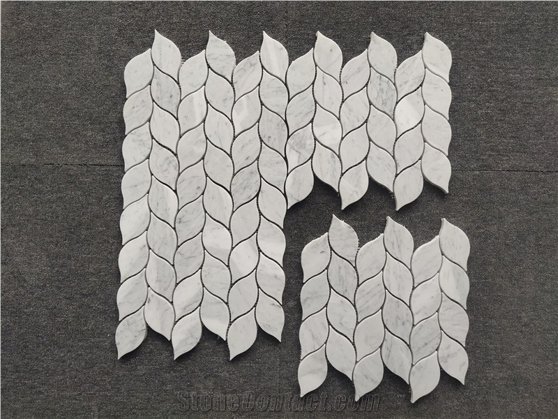 Carrara White Marble Leaf Mosaic Tiles