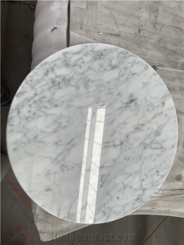 Carrara White Marble Round Table Top