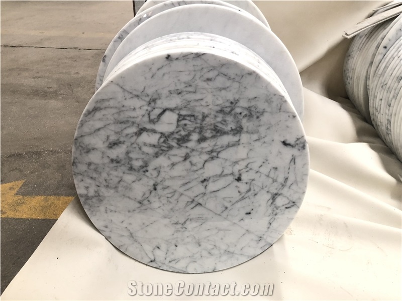 Carrara White Marble Round Table Top