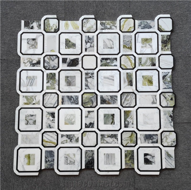 Ice Jade Marble Octagon Mosaic Tiles