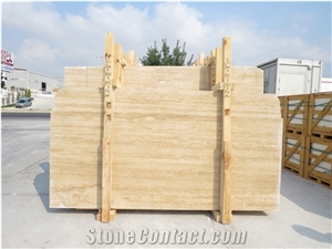 Denizli Light Beige Vein Cut Travertine Slabs