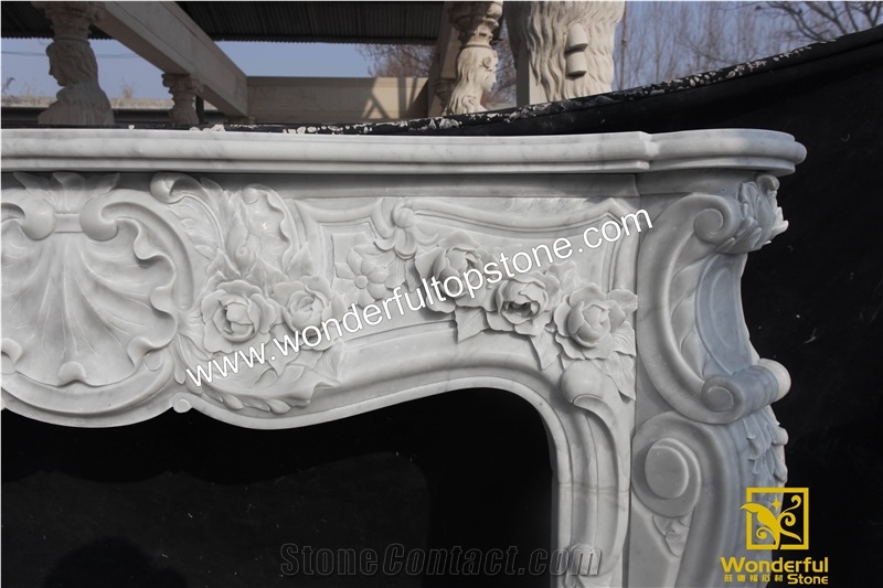 Classic Italian Carrara Marble Fireplace