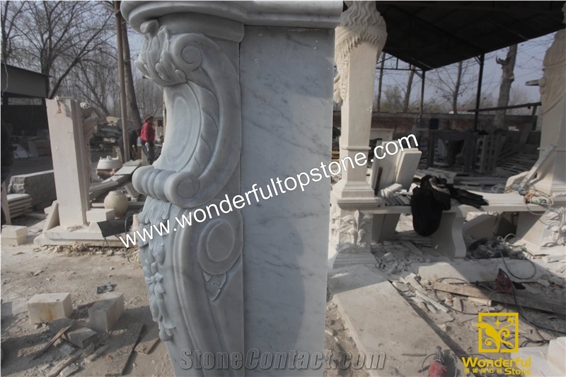 Classic Italian Carrara Marble Fireplace