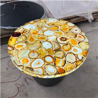 Orange Agate Semiprecious Stone Restaurant Table Tops