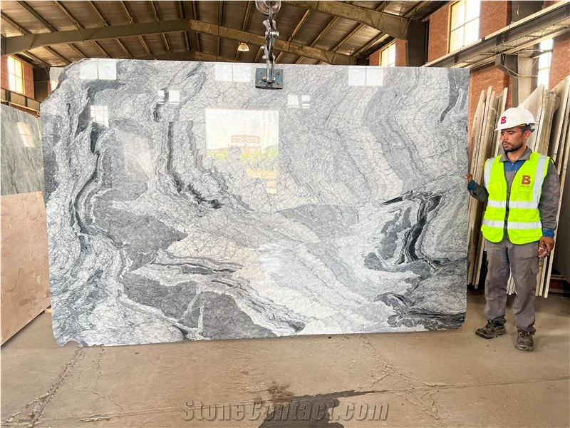 Iran Black & White Marble Slabs - CLIFF S1