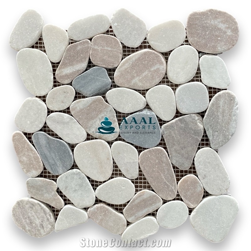 Flat Pebble Mosaic Tiles