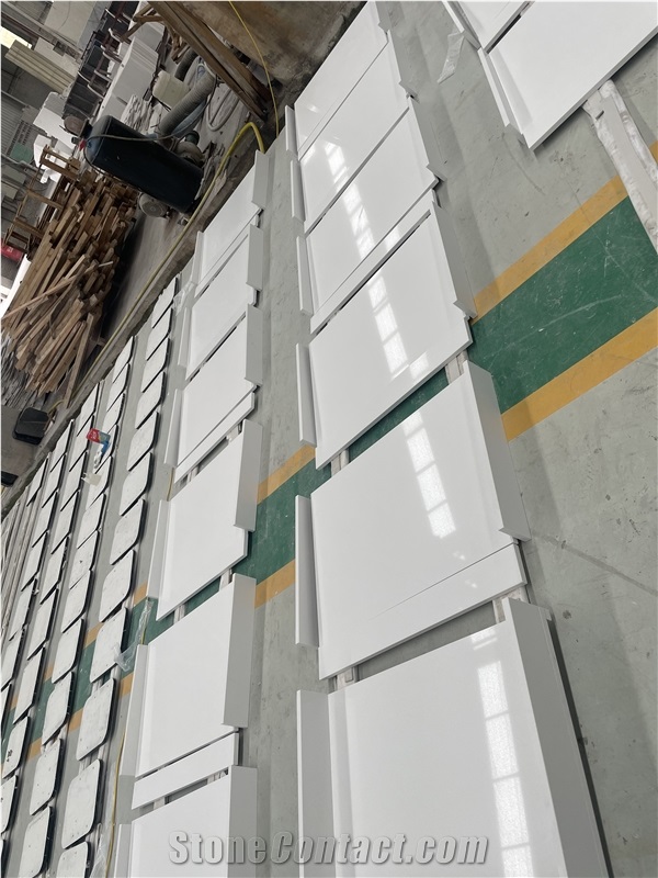 China White Artifical Artificial Quartz Bathroom Countertop