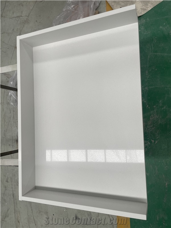 China White Artifical Artificial Quartz Bathroom Countertop