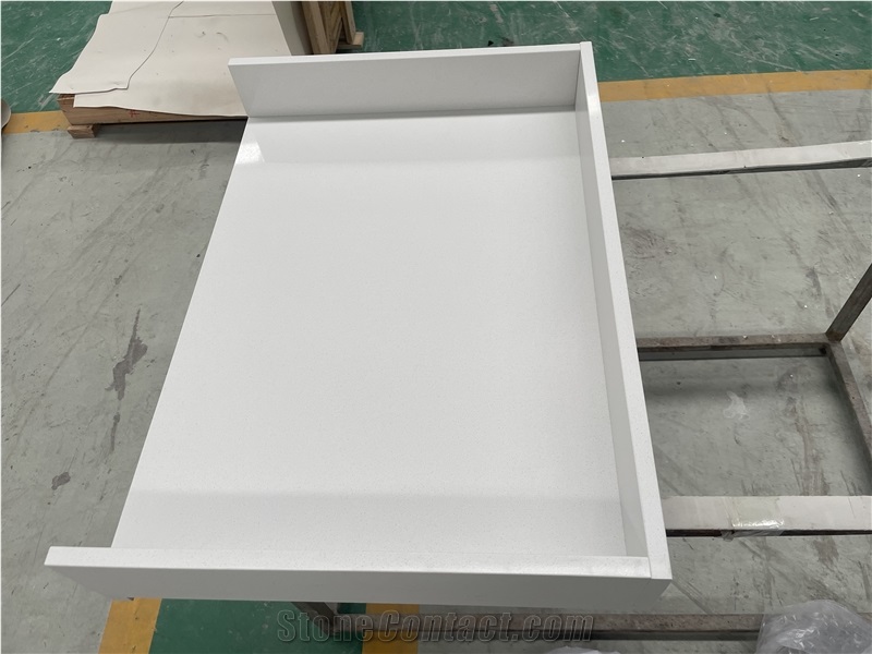 China White Artifical Artificial Quartz Bathroom Countertop