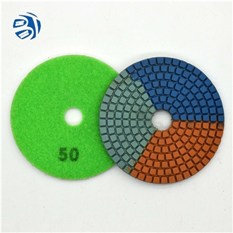Flexible 3 Color Diamond Resin Bond Polishing Pads For Stone