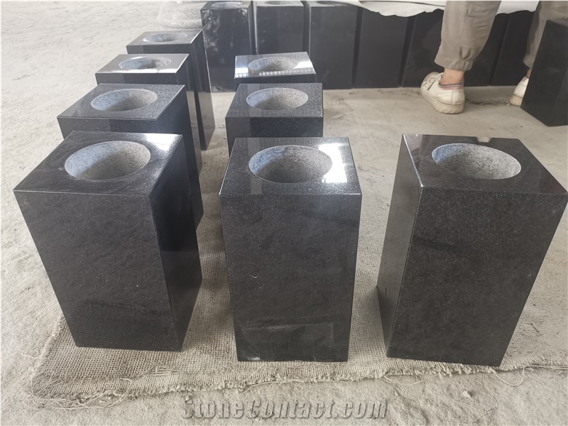 Black Granite Funeral Vases Monumental Accessories