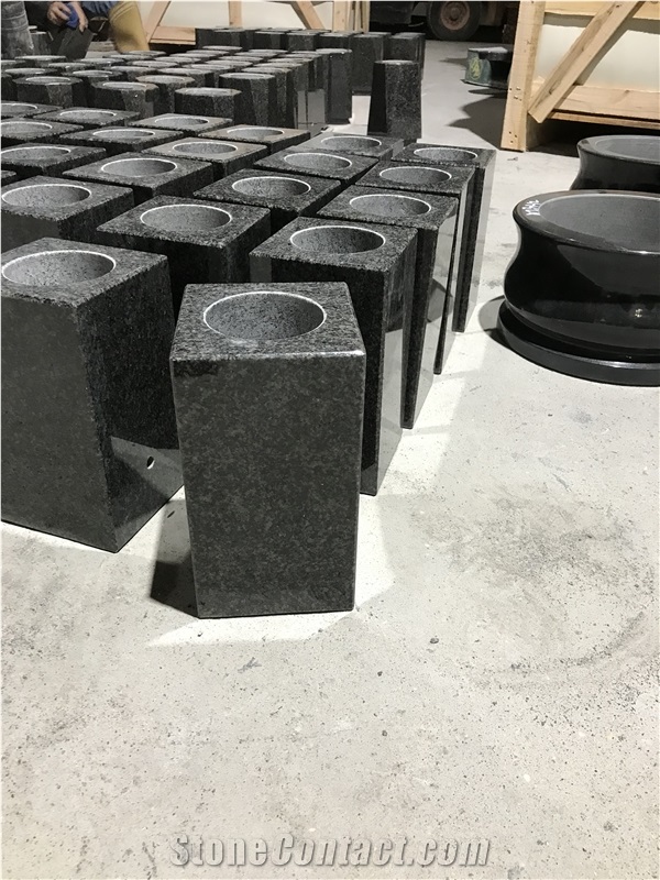 Black Granite Funeral Vases Monumental Accessories