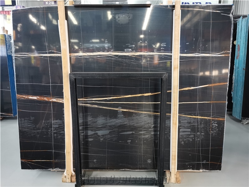 Black Noir Aziza Marble Slabs,Nero Laurent Black Gold Marble from China ...