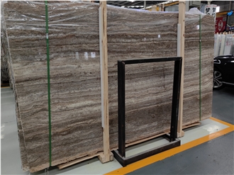 Factory Price Titanium Silver Travertine Slabs For Wall
