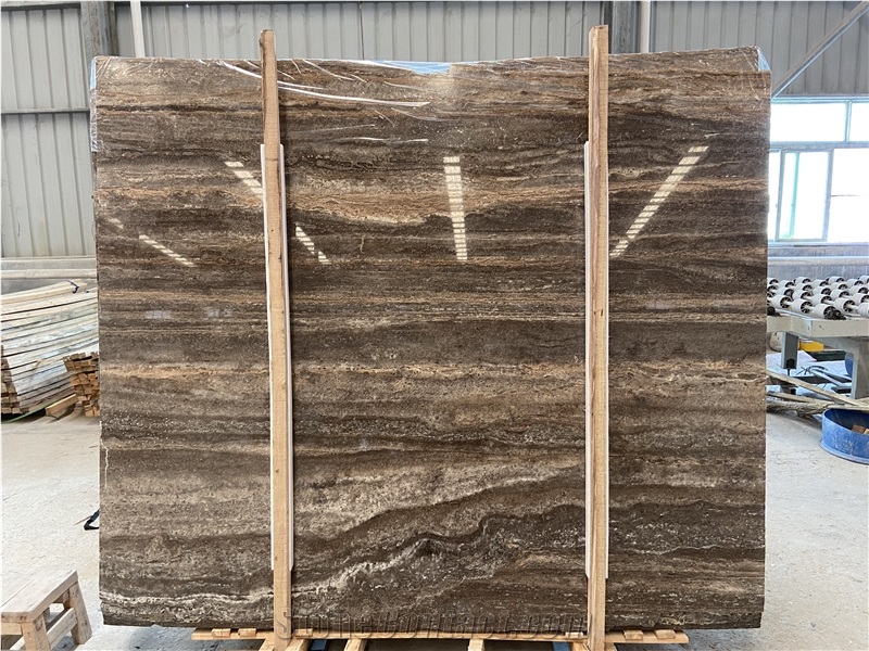 Factory Price Titanium Silver Travertine Slabs For Wall