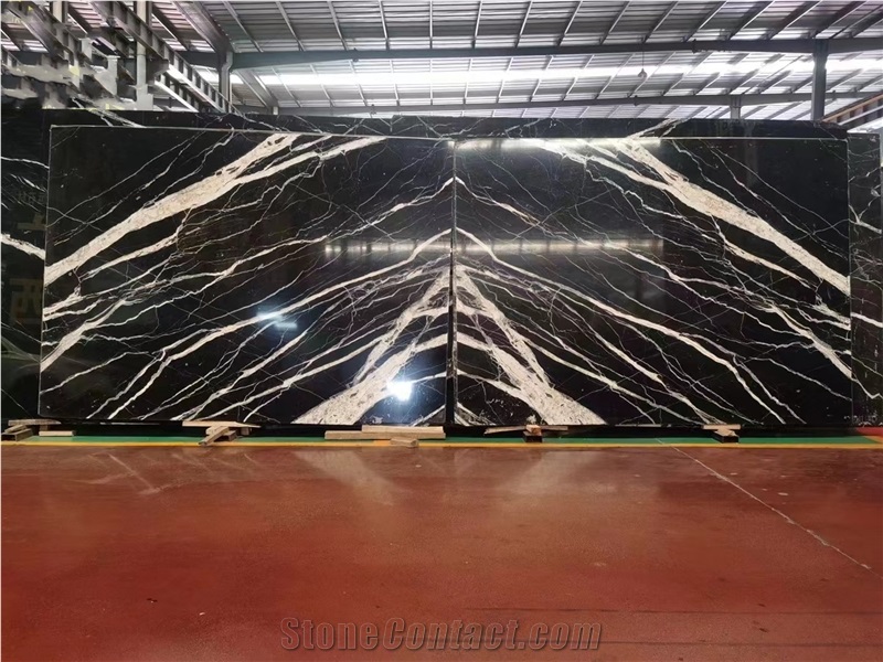 Open Book China Black Nero Marquina Marble Slabs