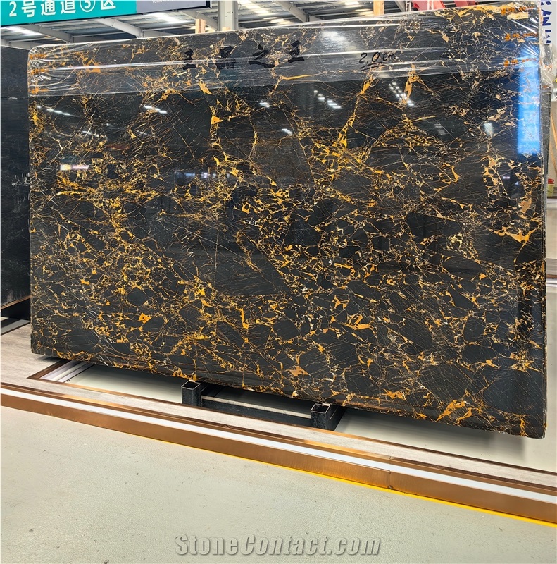 Polished Athens Portoro Marble Slabs For Wall And Floor