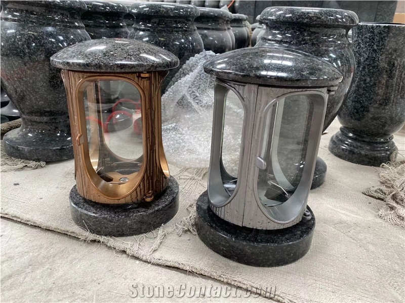 Round And Square Granite Monumental Lantern For Tombstone