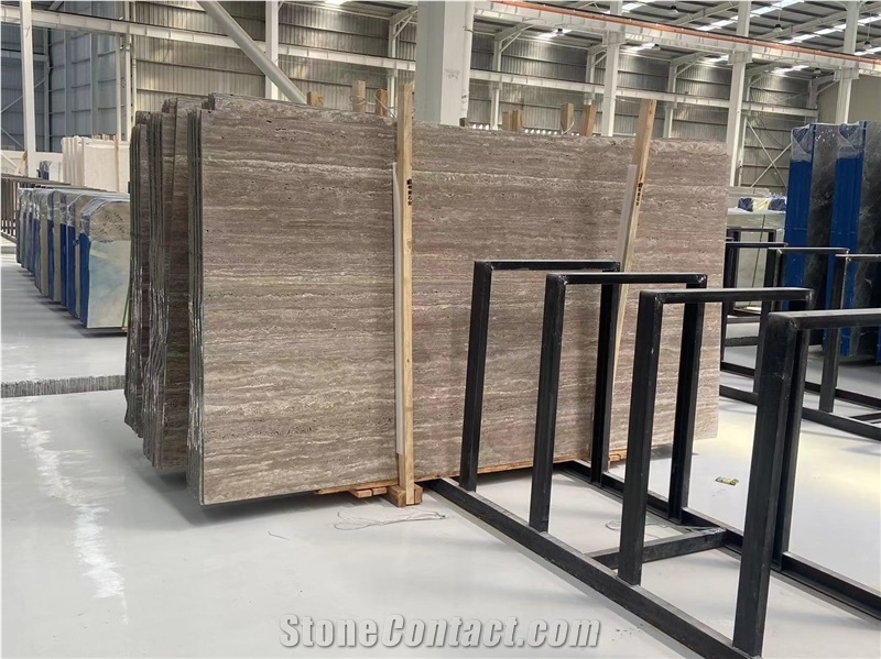 Persian Silver Grey Travertine Slabs For Engeerings