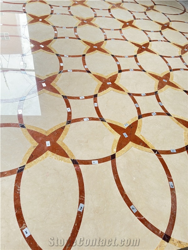 Beige Marble Floor Pattern Square Medallions