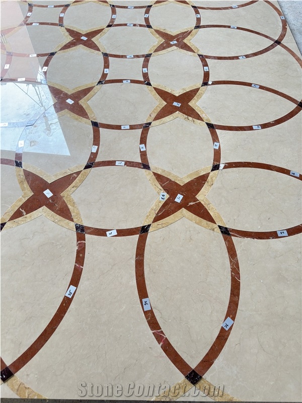 Beige Marble Floor Pattern Square Medallions