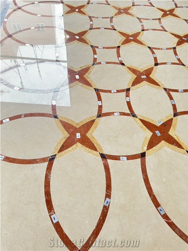 Beige Marble Floor Pattern Square Medallions