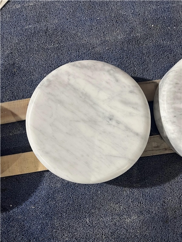 Bianco Carrara Marble Round Patio Seat