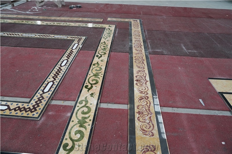 Marble Waterjet Floor Medallions Border For Villa